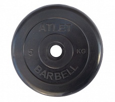 MB-AtletB26-5 Диск обрезиненный, чёрного цвета, 26 мм, 5 кг  Atlet