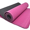 Коврик для йоги 2-х слойный ТПЕ 183х61х0,6 см розовый/черный в Хабаровске - «Спорт-М»