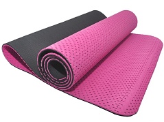 Коврик для йоги 2-х слойный ТПЕ 183х61х0,6 см розовый/черный